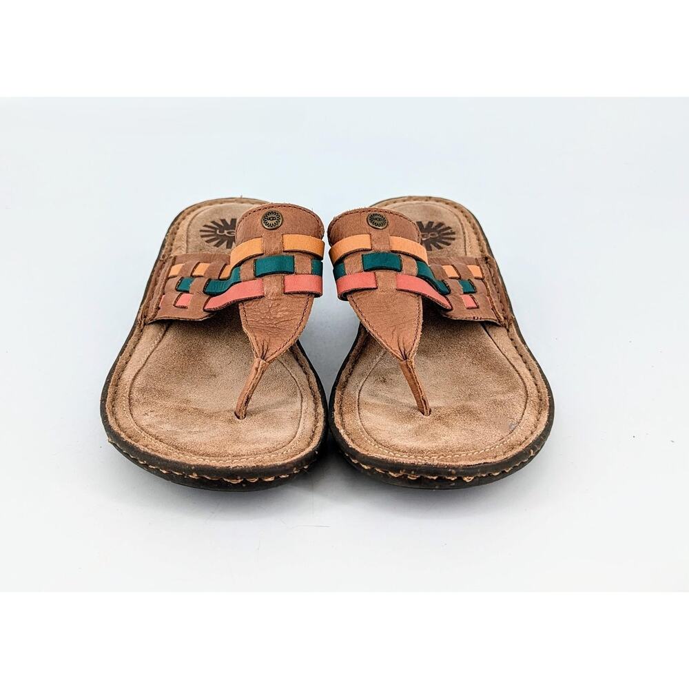 UGG Jenaya Leather Woven Strap Thong Sandals 7 - Picture 3 of 10